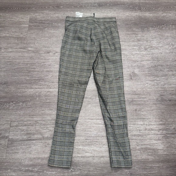 Zara Pants Womens Medium Gray Plaid Tapered Leg Mid Rise Pockets Preppy Casual - Picture 8 of 14